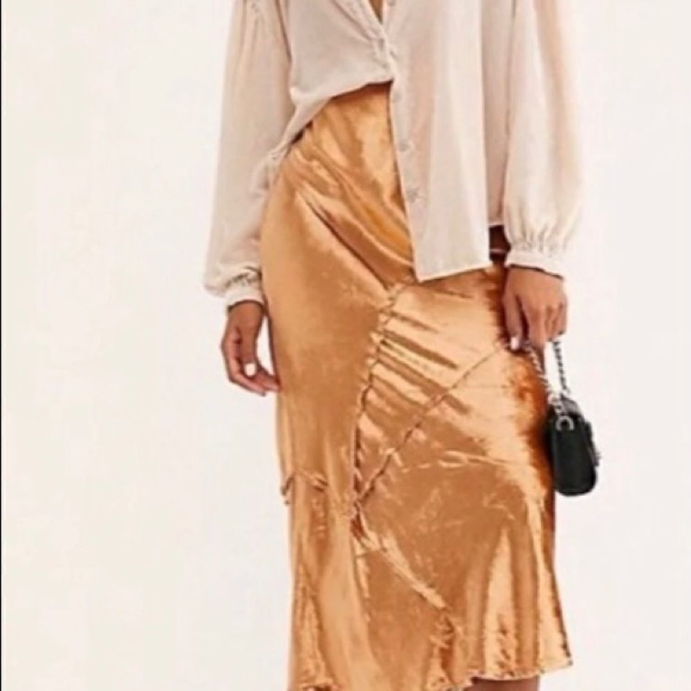 NWT Free People gold serious swagger skirt size XS - Picture 2 of 8